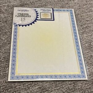 Gold Foil Certificates with Blue Border